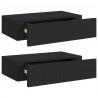 Estantes de pared con cajón 2 uds MDF negro 40x23.5x10 cm 2