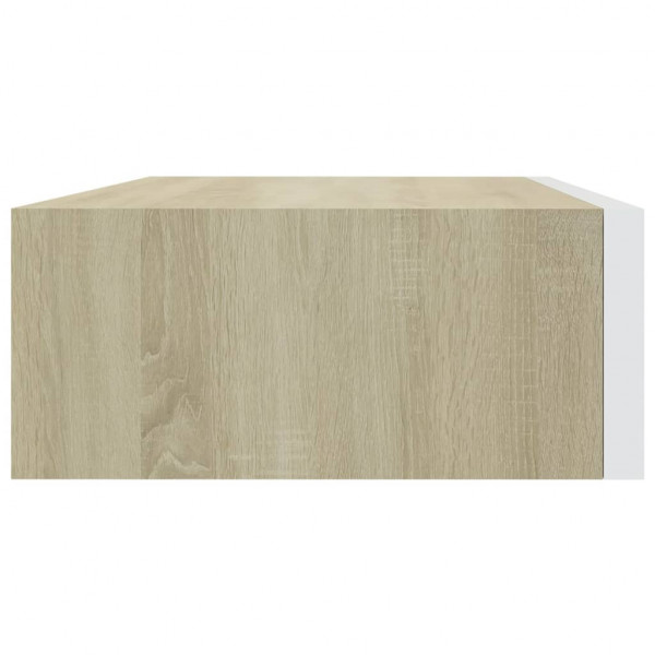 Estante con cajón de pared MDF roble y blanco 40x23.5x10 cm M 5