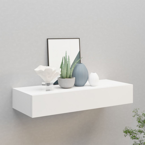 Estante con cajón de pared MDF blanco 60x23.5x10 cm D