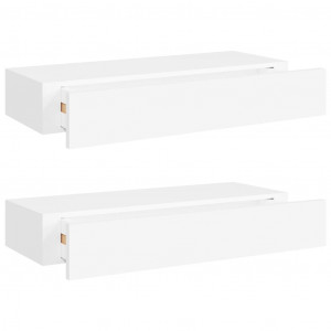 Estantes de pared con cajón 2 uds MDF blanco 60x23.5x10 cm H