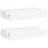 Prateleiras de parede com gavetas 2pcs MDF 60x23.5x10 cm branco 2