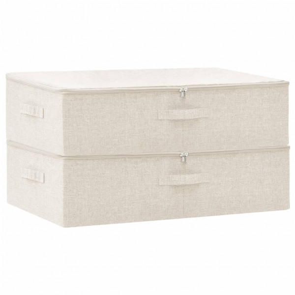 Caixas de arrumação 2 pcs tecido 70x40x18 cm cor creme M 2