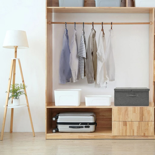 Caja de almacenaje tela gris antracita 50x30x25 cm D