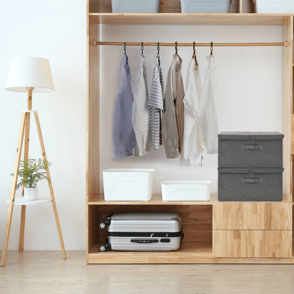 Cajas de almacenaje 2 unidades tela gris antracita 50x30x25 cm D