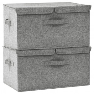 Cajas de almacenaje 2 unidades tela gris 50x30x25 cm H