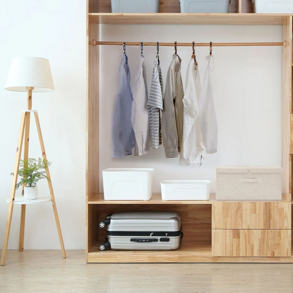 Caja de almacenaje tela color crema 50x30x25 cm D