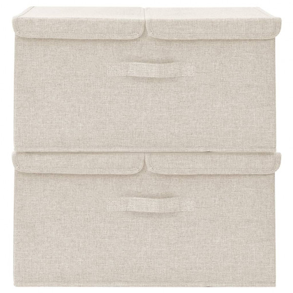 Caixas de arrumação 2 pcs 50x30x25 cm tecido creme M 3