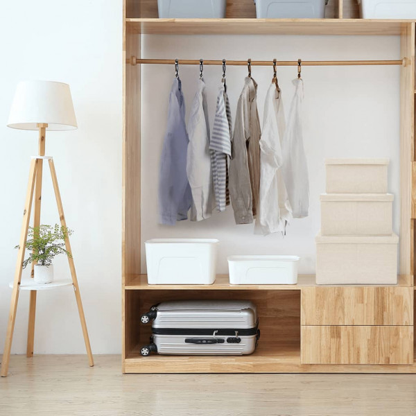 Juego de cajas de almacenaje apilables 3 uds tela color crema D