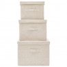 Juego de cajas de almacenaje apilables 3 uds tela color crema 4