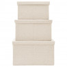 Conjunto caixas de arrumação empilháveis 3 pcs tecido cor creme 5