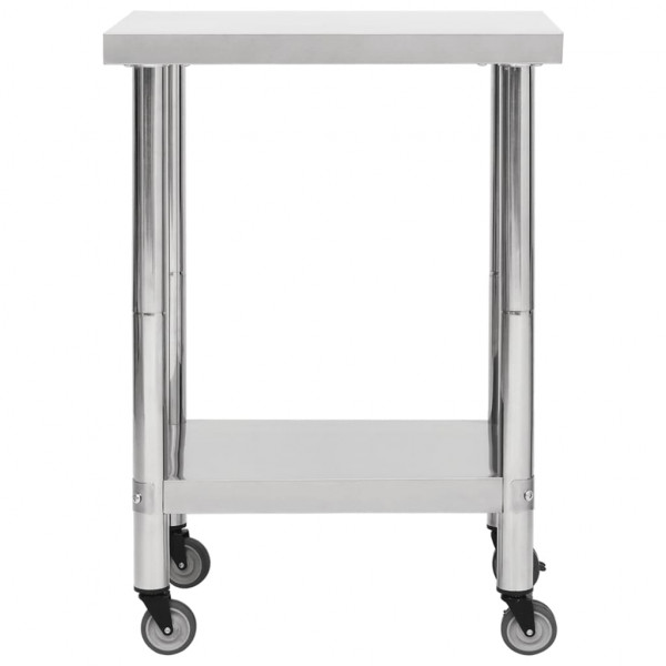 Mesa de trabajo para cocina con ruedas acero inox 60x30x85 cm M 3