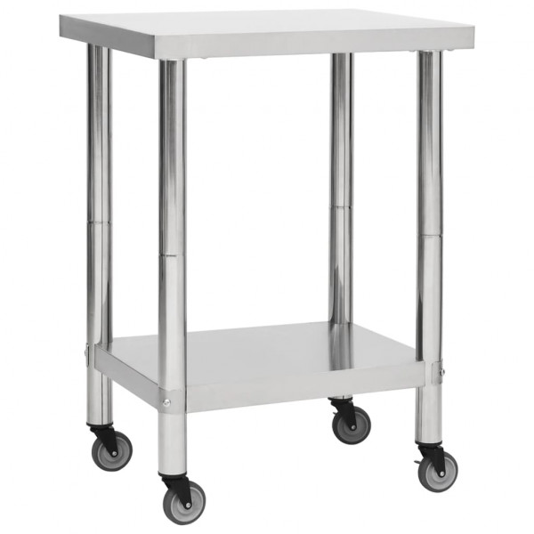 Mesa de trabajo para cocina con ruedas acero inox 60x45x85 cm D