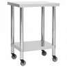 Mesa de trabajo para cocina con ruedas acero inox 60x45x85 cm 1