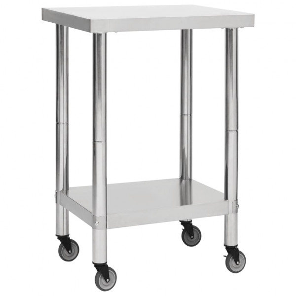 Mesa de trabajo para cocina con ruedas acero inox 60x60x85 cm D