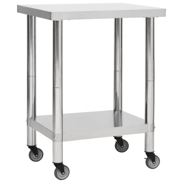 Mesa de trabajo para cocina con ruedas acero inox 80x30x85 cm D