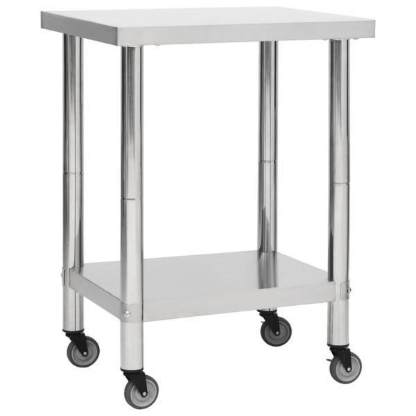Mesa de trabajo para cocina con ruedas acero inox 80x45x85 cm M 2