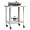 Mesa de trabajo para cocina con ruedas acero inox 80x45x85 cm 1