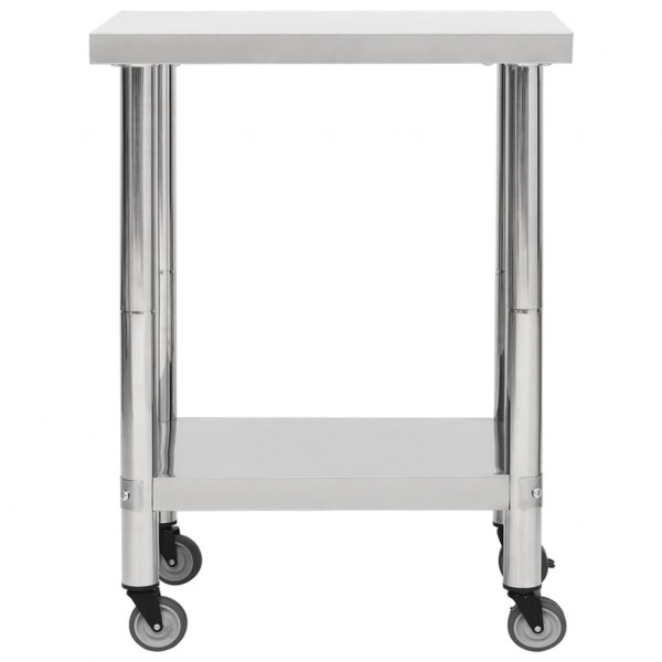 Mesa de trabajo para cocina con ruedas acero inox 80x45x85 cm M 3