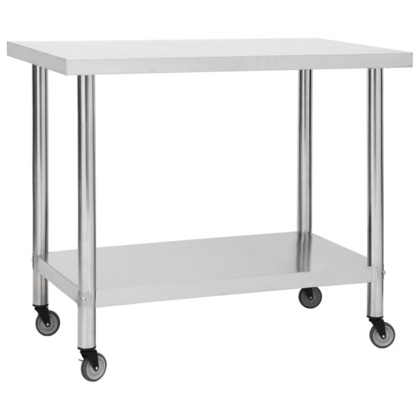 Mesa de trabajo para cocina con ruedas acero inox 80x60x85 cm D