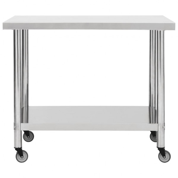 Mesa de trabajo para cocina con ruedas acero inox 80x60x85 cm M 3