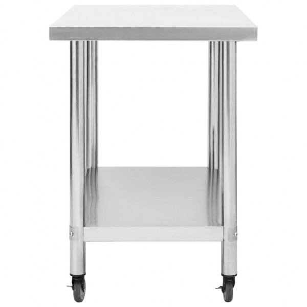 Mesa de trabajo para cocina con ruedas acero inox 80x60x85 cm M 4