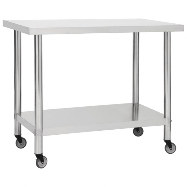 Mesa de trabajo para cocina con ruedas acero inox 100x45x85 cm D