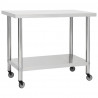Mesa de trabajo para cocina con ruedas acero inox 100x45x85 cm 1