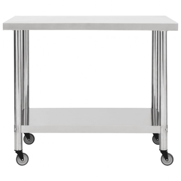 Mesa de trabajo para cocina con ruedas acero inox 100x45x85 cm M 3