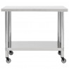 Mesa de trabajo para cocina con ruedas acero inox 100x45x85 cm 3