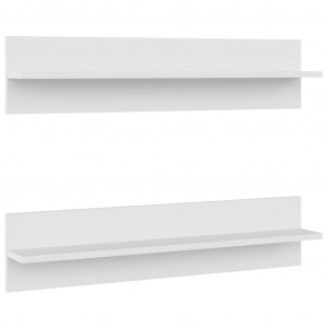 Estante de pared 2 uds madera contrachapada blanco 80x11.5x18cm H