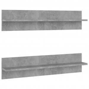 Estante de pared 2 uds contrachapado gris hormigón 80x11.5x18cm H