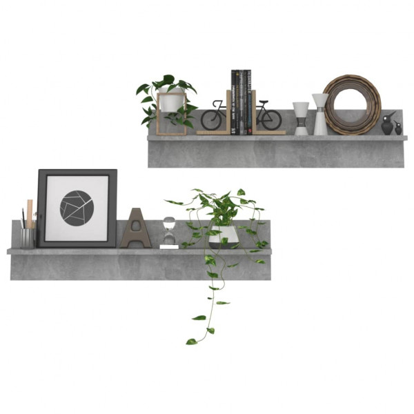 Estantes de parede 2 pcs 80x11.5x18 cm contrapl. cinza cimento M 4