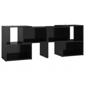 Mueble de TV madera contrachapada negro brillante 104x30x52 cm H