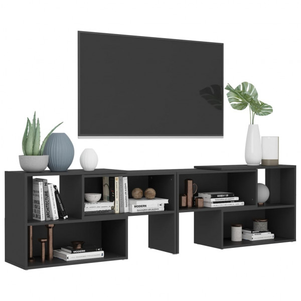 Mueble de TV madera contrachapada gris 149x30x52 cm M 4