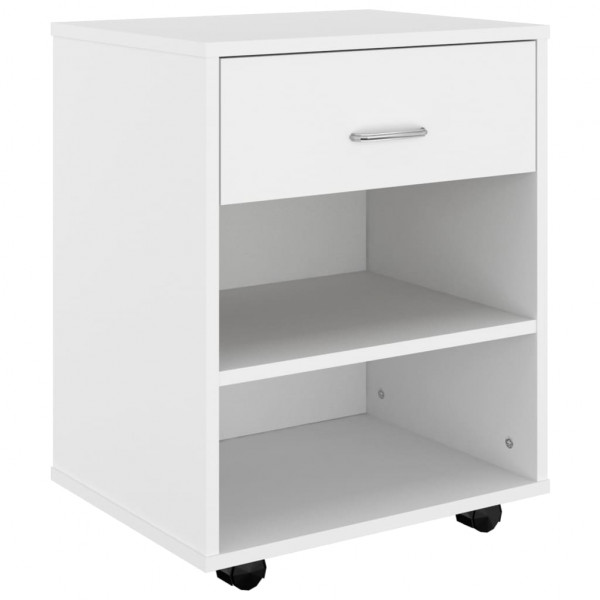 Armario con ruedas madera contrachapada blanco 46x36x59 cm M 2