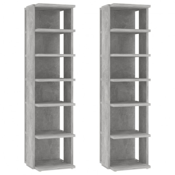 Muebles zapateros 2 uds color gris hormigón 27.5x27x102 cm M 2
