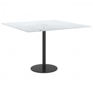 Tablero mesa diseño mármol vidrio templado blanco 60x60 cm 6 mm H