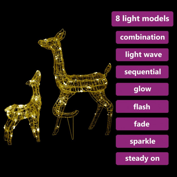Família de renas de Natal acrílico branco quente 160 LEDs M 4