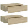 Prateleiras de parede c/ gavetas 2pcs MDF 40x23.5x10cm carvalho 2