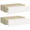Prateleiras parede + gavetas 2pcs MDF 40x23.5x10cm carv./branco 2