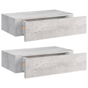 Estante de pared con cajón 2 uds MDF gris hormigón 40x23.5x10cm H