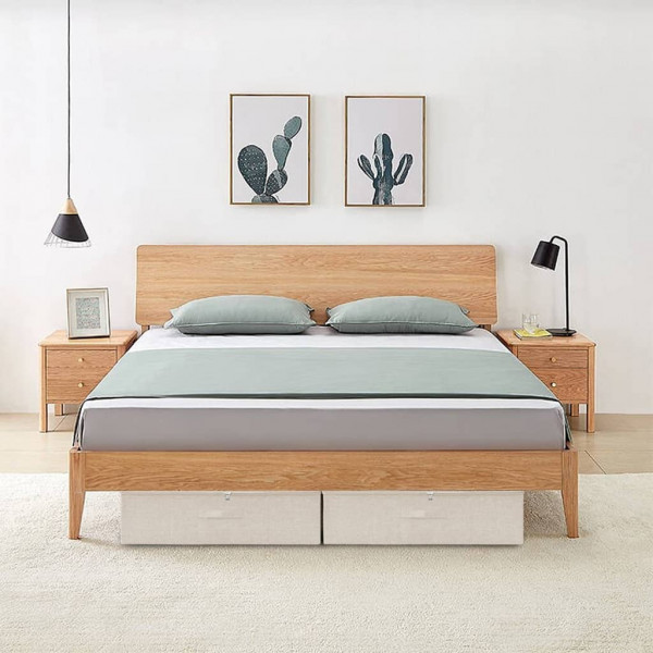 Caja de almacenaje tela color crema 70x40x18 cm D