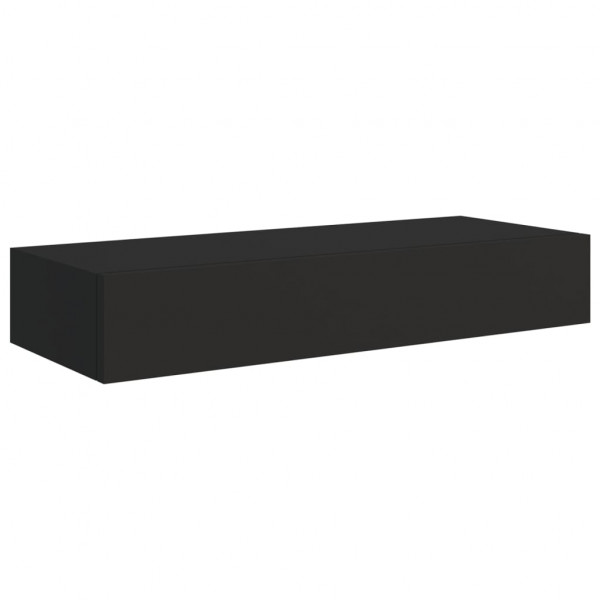 Estante con cajón de pared MDF negro 60x23.5x10 cm M 2