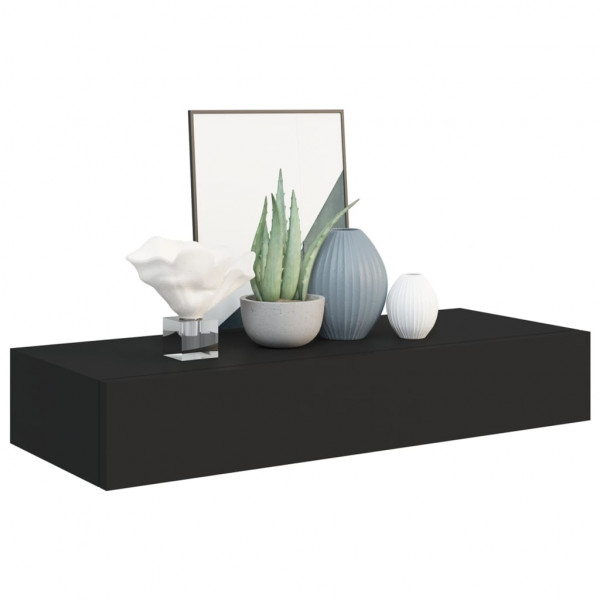 Prateleira de parede com gaveta MDF 60x23.5x10 cm preto M 3