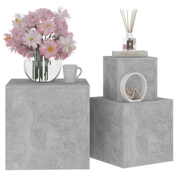 Mesas de apoio 3 pcs derivados de madeira cinza cimento M 4