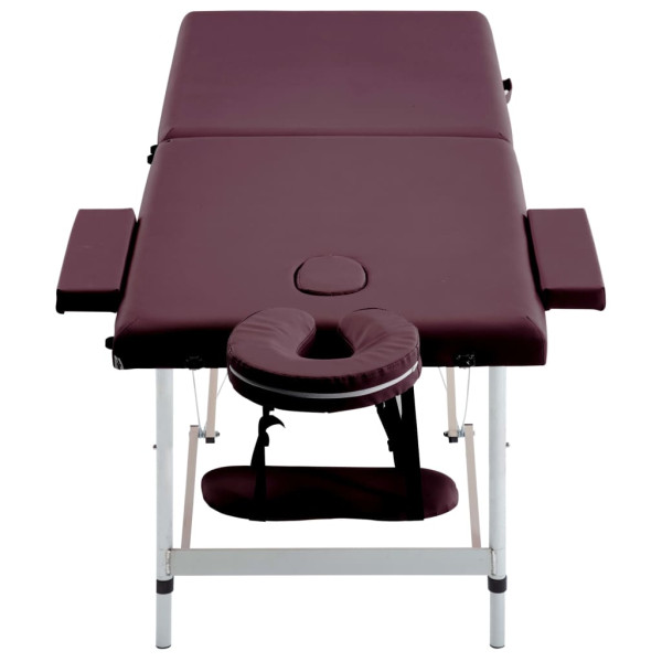 Mesa de massagens dobrável 2 zonas alumínio roxo tinto M 3