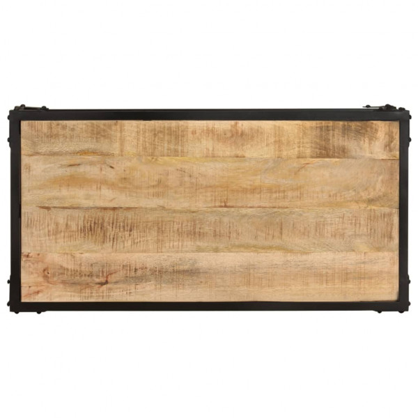 Mesa de centro de madera maciza de mango rugosa 90x45x35 cm M 3