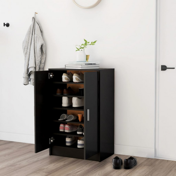Mueble zapatero de aglomerado negro 60x35x92 cm D