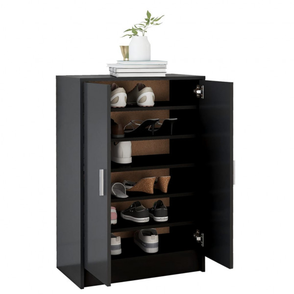 Mueble zapatero de aglomerado negro 60x35x92 cm M 4