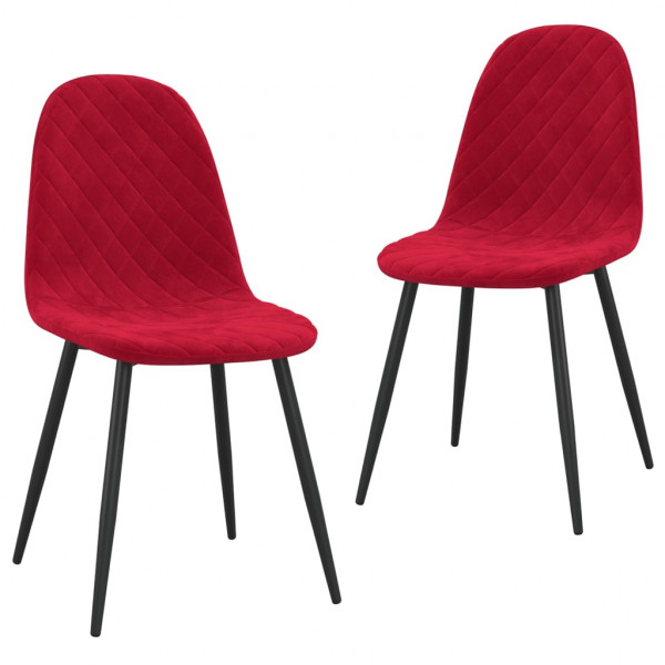 Cadeiras de jantar 2 pcs veludo vermelho tinto M 2